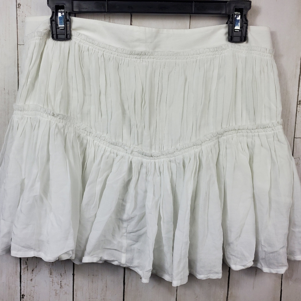 PAIGE White Viscose Ruffle Skirt Size Small